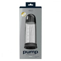 Vedo vibrating penis pump with transparent body, black accents, measurement markings, and rechargeable vacuum force