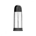 VeDO vibrating penis pump with black and transparent glass water heater and measurement markings for vacuum force control