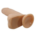 Beige silicone Oliver vibrating dildo with lifelike veined realistic balls and cock ring suction cup