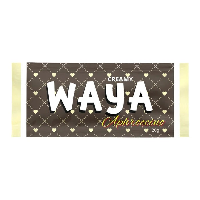 Waya Aphroccino chocolate bar in brown foil with hearts, 20g