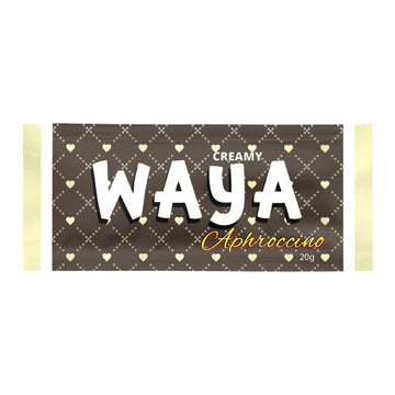 Waya Aphroccino chocolate bar in brown foil with hearts, 20g