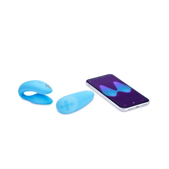 Blue - We-Vibe Chorus Squeeze Remote was designed with the most natural human response in mind. With a touch sensitive, squeeze remote control designed to be activated and controlled based on the tightness of your squeeze, you no longer have to worry about small button control. 100% Waterproof. USB rechargeable. Remote control and We-connect control with your smartphone no matter the distance. You can connect more than one We Vibe toy on your app and let the games begin.