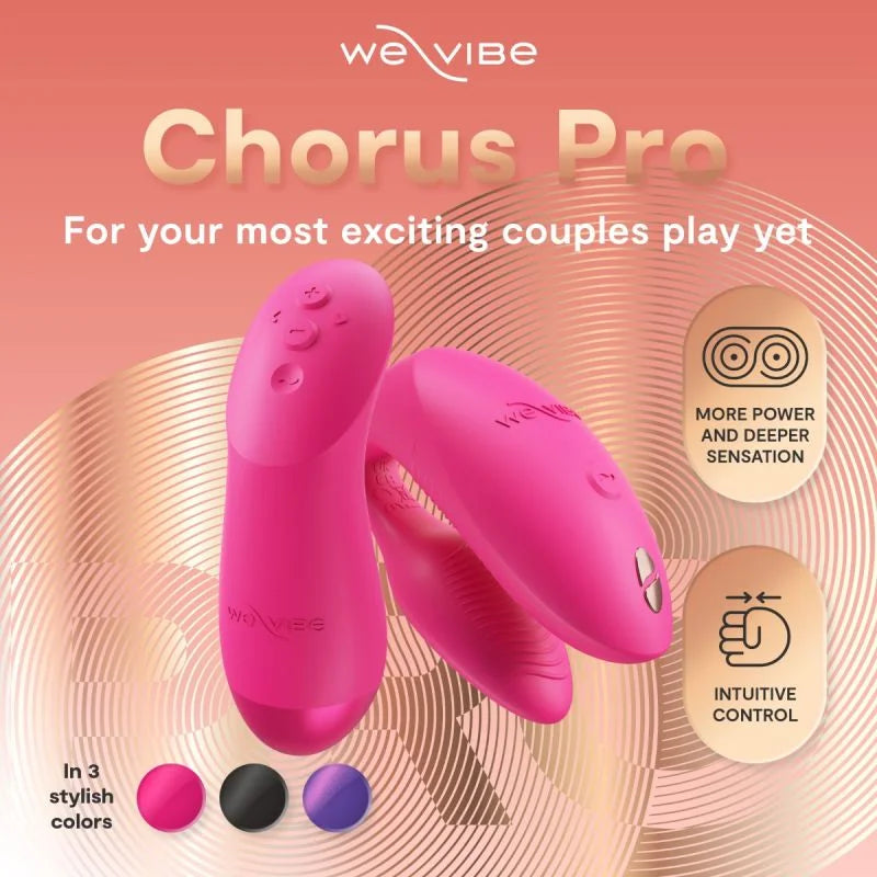 Fuchsia We-Vibe Chorus Pro couples vibrator with squeeze remote