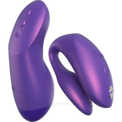 Purple We-Vibe Chorus Pro couples vibrator in cosmic purple with squeeze remote