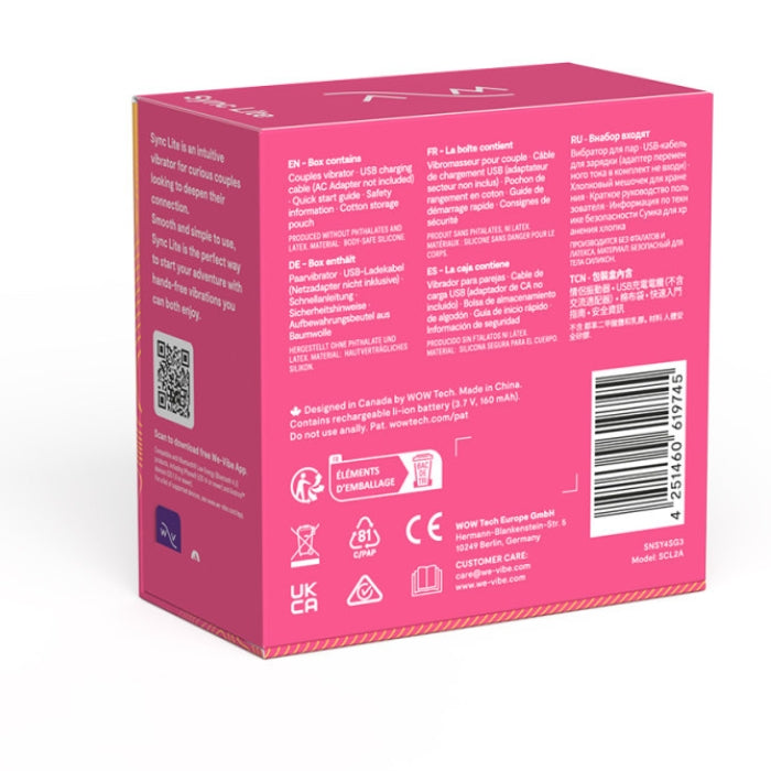 Sync Lite is designed to welcome curious couples to the pleasures of shared vibrations during intercourse a simple-to-use, wearable vibrator for both partners to enjoy simultaneously. Play together with a partner using the app to give your play extra spark across a room or a continent. Sync Lite provides 10 different intensity levels, so you can control the power of your vibrations. Waterproof to enjoy in the shower or bath and USB rechargeable.
