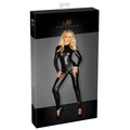 The jumpsuit is designed to fit like a glove, with a comfortable and breathable material that moves with you. Crafted from high-quality wet look material, this jumpsuit features a sleek and shiny finish that hugs your curves in all the right places. The long sleeves add an element of sophistication, while the zip by the crotch allows for easy access and adds an extra level of sexiness. Size Medium.
