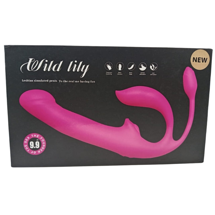 Lady Jane Adult Sex Shop | Wild Lily Strapless Vibrating Strap On - Pink