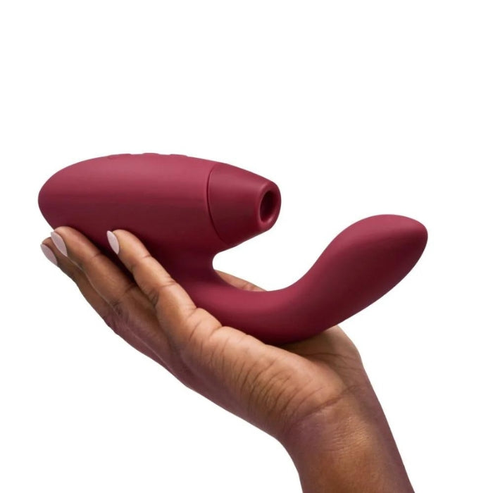 Made for you and your body: All Womanizer products feature a unique innovation called Pleasure Air Technology. Gentle air vibrations suck and massage together at the same time to provide an unprecedented orgasmic feeling. DUO 2 simultaneously targets the G-spot with deep rumbly vibrations and the clitoris with suction-like Pleasure Air stimulation. 10 different vibration patterns, waterproof and rechargeable.