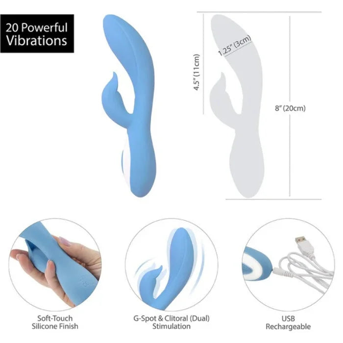 Blue Wonderlust Harmony Rabbit Vibrator with hooded external stimulator