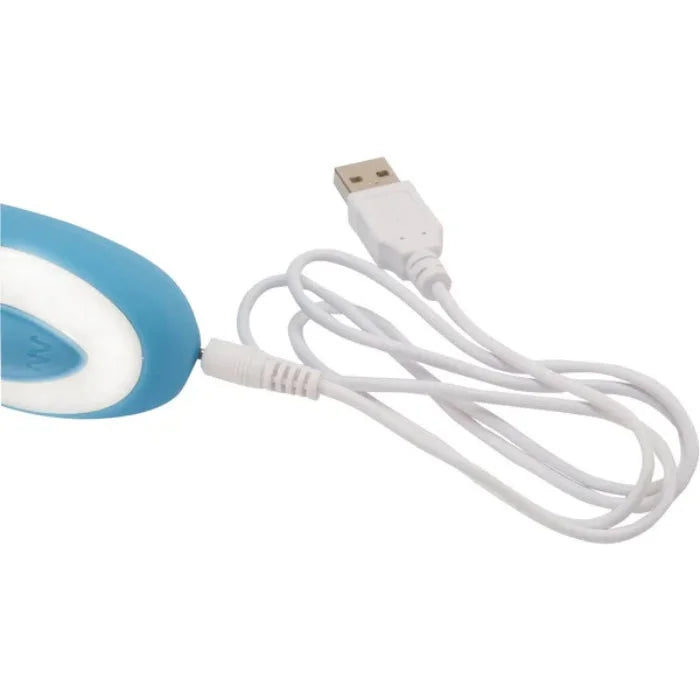 Blue Wonderlust Harmony Rabbit Vibrator with ergonomic USB cable