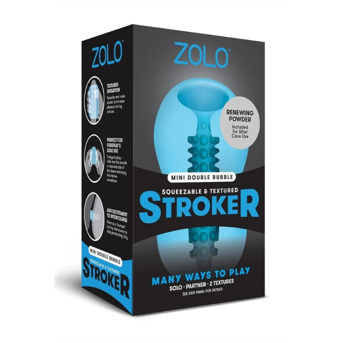 Lady Jane Adult Sex Shop | Zolo Mini Double Bubble Masturbator - Blue