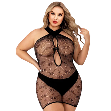 Queen Mini Black Halter Lapdance Dress L/XL