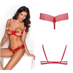 Sexy Imported Lingerie. Beautifully soft lacy pieces. Feel sensual and comfortable wearing this gorgeous red two piece shelf bra and panty set. Designed to bring out the confidence in you.