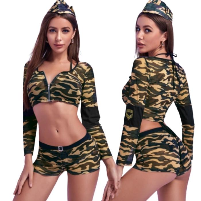 Army Woman Fantasy Outfit (4 Piece)