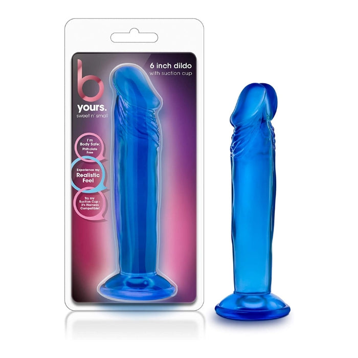 This sweet and small 6 inch suction cup dildo delivers realistic stimulation in a stunning coloured package. Perfectly sized for comfortable, thrilling sensation. This dong s sturdy suction cup base holds firmly to any smooth surface and will remain in the position applied or you can wear it in a harness for fun with your partner. Sweet n Small dildos are made of soft body safe material.