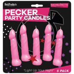 Bachelorette party pink penis shaped candles. pack of 5.