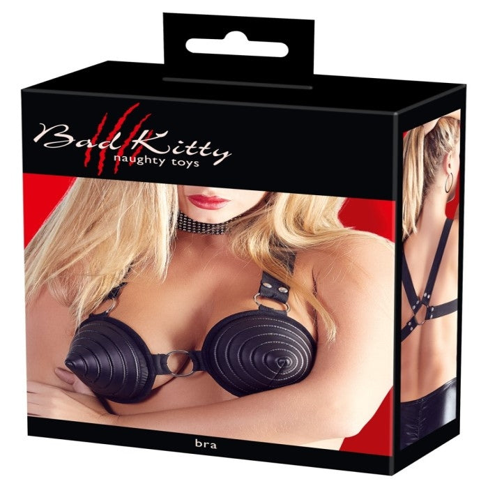 Extravagant cone bra for him OR her! You could wear secretly in the bedroom to turn your partner on or as an accessory at certain trendy parties. This black unisex bra, with cups that come to a point, is extremely eye-catching! 