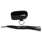 For the beginner Dom or sub looking for a light yet effective collar with detachable leash/whip. This petite black whip's handle is wrapped for comfort, with soft suede threads this item gives enough pain as it gives pleasure. Made from leather and suede.