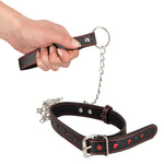 Bad Kitty Bondage Collar with Leash Red Hearts