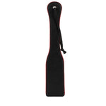Black side - This quality made paddle with lightly padded side will suite beginners and gentle lovers. The black and red multi layered paddle delivers varying amounts of intense strokes depending on how you like it. Total length: 42cm, 5cm wide.