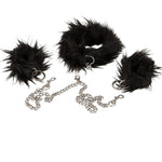 Indulge in some BDSM play with the Bad Kitty Set Fluffy Collar & Hand Cuffs in Black. This set is perfect for those who want to explore their wilder side in the bedroom. The set comes with a fluffy collar and a pair of hand cuffs, both of which are lined with a soft, comfortable material to ensure that you can wear them for extended periods without any discomfort. The collar is adjustable to fit most neck sizes, and it comes with a durable metal ring to attach the detachable chain or other accessories.