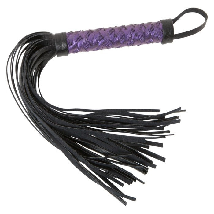 A stunning dark purple and black beginners 3 piece set. This stylish set includes a collar, handcuffs and flogger for sensual & erotic play. 