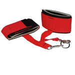 This red bondage set is the ultimate kick for your love games, adjustable and easy to use, let your fantasies take control. Eight binding and tear-proof accessories in red/black. Set consists of 1 padded eye mask, 1 mouth gag, 4 padded cuffs with Velcro fasteners, 1 mini whip, 1 strip with snap lock or cuffs.