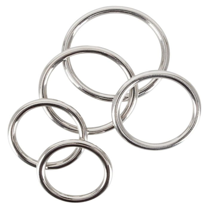 We bring you a stunning set of 5 solid rings by Bad Kitty. Slip the ring or rings of choice over your penis and/or shaft and testicles for gentle to intense constriction, which may prolong your sessions and the ultimate finish. Diameters measure: 1.3, 1.35, 1.5, 1.8, 2.1 inches.