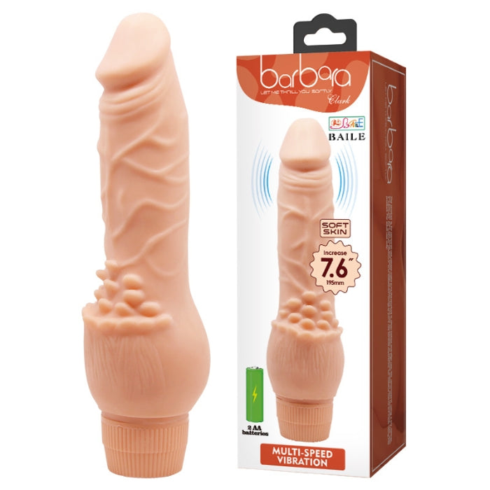 This dildo has a realistic 7.6inch vibrator with a prominent head and a veined shaft that produces extra stimulation. The easy-twist dial base makes it easy and convenient to use. This beautiful veined cock is made of TPR material.