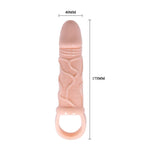If you are craving a little extra length in the bedroom then our fabulous ball ring penis extender will be sure to help you out. This penis extender will add an enhancement onto your erection, allowing you to feel more confident and satisfied during sex. The shape of the extender is realistic and veined, for a natural look and the base features a ball ring that hugs the base of your balls and will keep the extender in place and provide some erection prolonging effects. 