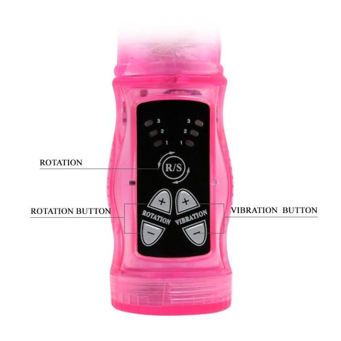 The rabbit is made of pretty pink jelly, with a firm core and textured length. It features an intense vibrating clitoral stimulator and high-quality oscillating shaft. The rabbit vibrates with a soft purr: not too loud and perfectly discreet.