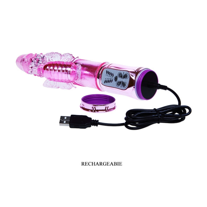 Place this gorgeous dual-action massager against your intimates and experience a pleasure-sensation that is out-of-this-world! What this amazing massager can offer is an incredible throbbing shaft that is like nothing you've ever seen as well as a powerful buzzing butterfly to stimulate the clitoris.