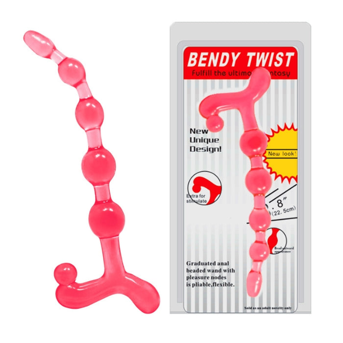 Bendy Twist Jelly Anal Beads - Medium Red