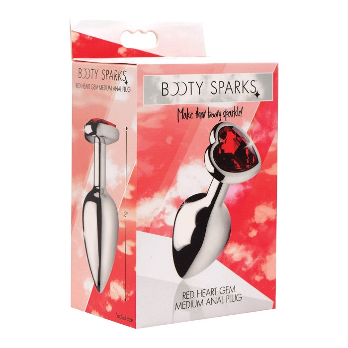 Booty Sparks Red Heart Gem Weighted Anal Plug! The weighted base adds a comfortable and satisfying weight