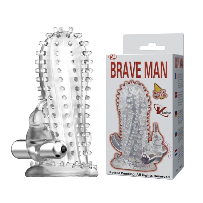 Brave Man Penis Sleeve With Bullet - Clear