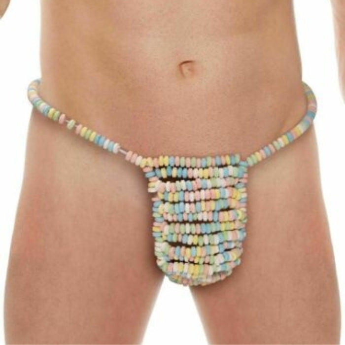 An edible male G-string made out of delicious, edible and tantalizing candy. A great gifting idea for a naughty occasion. Its a lot of fun to give this gift. (One size fits most.)