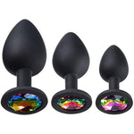 Cloud 9 Silicone Anal Plugs with Gems - Set of 3 Black