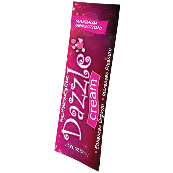 Looking for a little extra in the pleasure deaprtment? The Dazzle Female Stimulating Cream, this female stimulant cream enhances orgasms and increases pleasure. This product is great for clitoral and nipple applications and will dramatically increase the female sexual pleasure and the packaging is travel friendly.