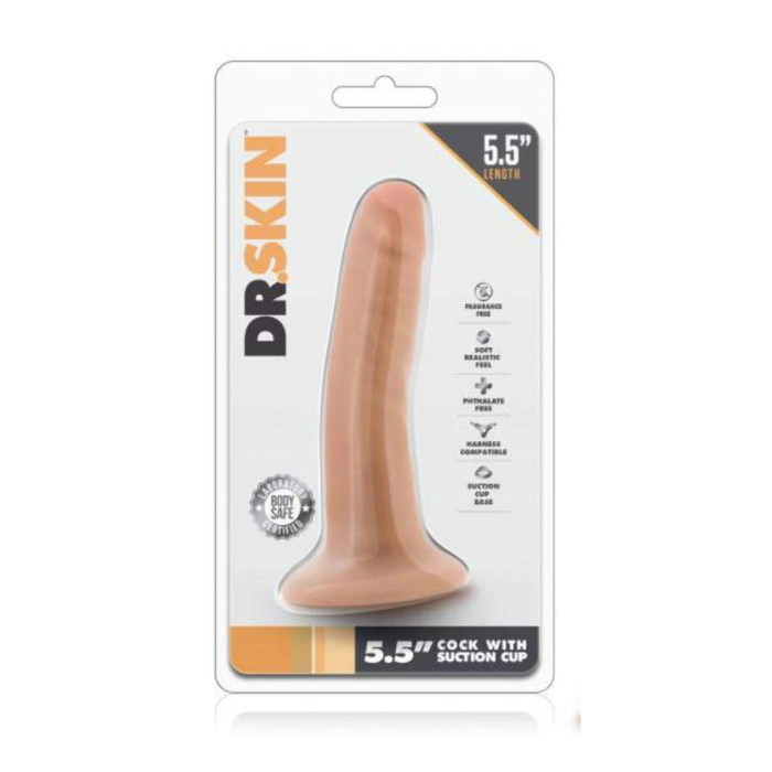 Dr Skin Dildo With Suction 5.5 Inch - Light