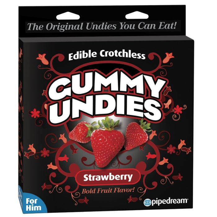 Turn yourself into a tasty treat with these yummy Edible Gummy Undies. These delicious, delightfully scented candy undies are a sexy way to satisfy your lover's sweet tooth. Best of all, you get to be the main course! Strawberry flavour.