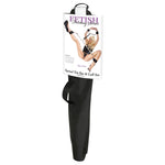 Includes: 25" (64cm) Spreader Bar, 12" (31cm) Spreader Bar, Four Adjustable Neoprene Cuffs and Free Satin Love Mask. Comes in a canvas carry bag.