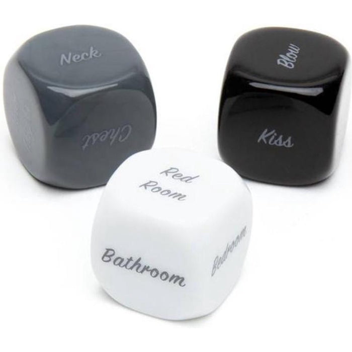 Kickstart an evening of erotic discovery with this trio of kinky dice for couples. Inspired by the Fifty Shades trilogy, this seductive game of chance will lead you and your lover on a sensual journey of discovery, fun and fulfilment. Adventure awaits.