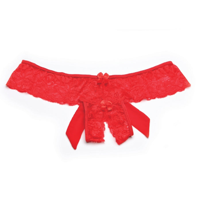 Crotchless G-String with Bow - Red
