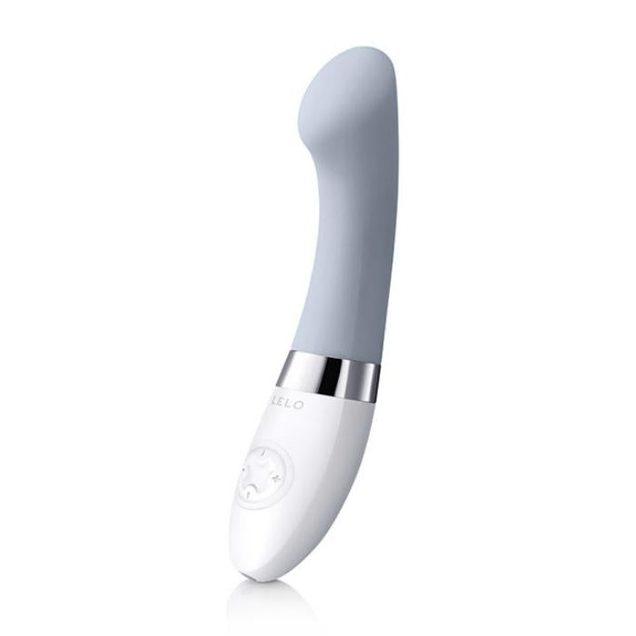 Grey Lelo Gigi 2, G-spot vibrator! Its curved and attuned tip perfectly targets your G-spot for exhilarating solo pleasure or during foreplay! 8 satisfying modes let you easily and your perfect pattern and ideal intensity. The flattened head for precise contact, this toy is ideal for G-Spot or clitoral stimulation. Medical grade silicone. USB rechargeable. 100% waterproof.