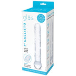 Glas Callisto Clear Glass 7 inch Dildo with ridges and nubs along the shaft. 