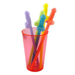 Glow In The Dark Penis Straws - Assorted Colours. pack of 6.