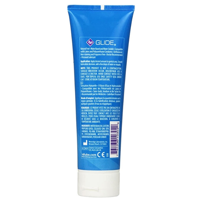 ID Glide is one of our most popular lubricants, provides you with all the moisture you could ask for in a water-based lubricant! Use it during intimate moments between you and your partner for an exceptional sensual experience. ID Glide is condom compatible. Safe to use with your adult toys and highly recommended. Non staining. FDA approved.