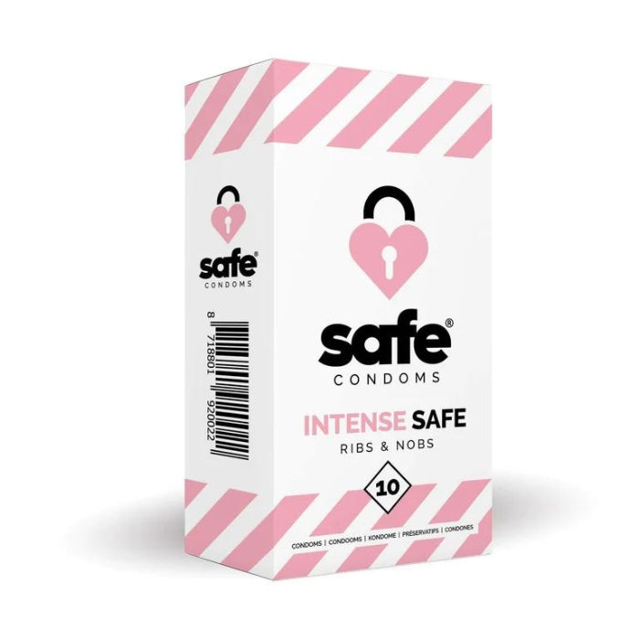 Safe Condoms are made of a very high quality of latex with a comfortable fit. Ribs & nobs allow for maximum stimulation.