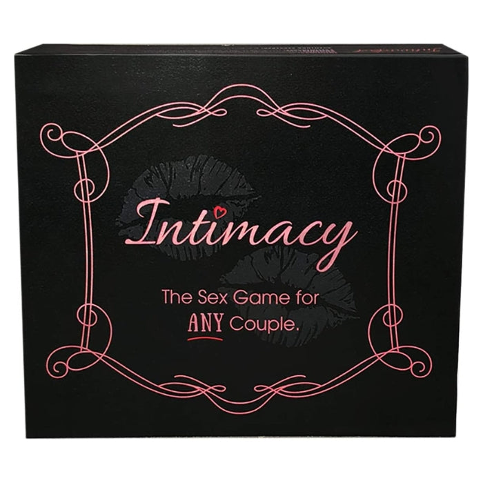 Intimacy - The board game where you answer personal questions and perform erotic activities with your lover as you move around the game board. Includes: A game board, 1 die, 2 game markers, 14 sexual reward coins, and 2 question cards for each of the 7 categories.