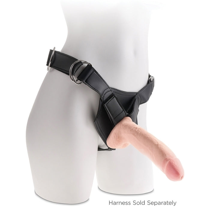 King Cock Triple Density 10" Dildo With Balls - Light is compatible with most strap on harnesses